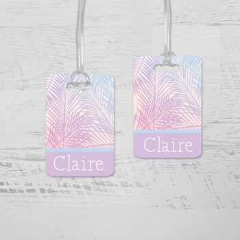 Personalised Ombre Palm Tree Leaves Luggage Tag, 3 of 3