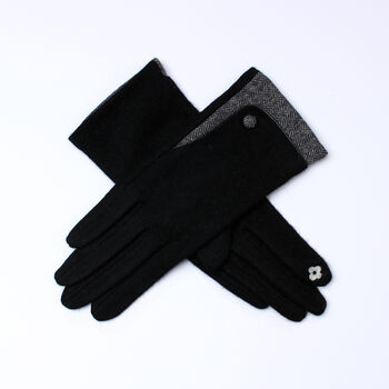 Merino Wool Touch Screen Gloves With Herringbone Cuff, 8 of 12