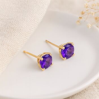 9ct Gold February Birthstone Stud Earrings – 4mm, 4 of 4