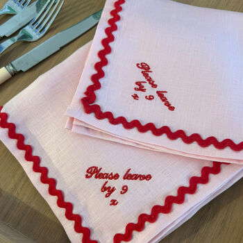 Please Leave By Nine Linen Scalloped Edge Napkins, 2 of 3