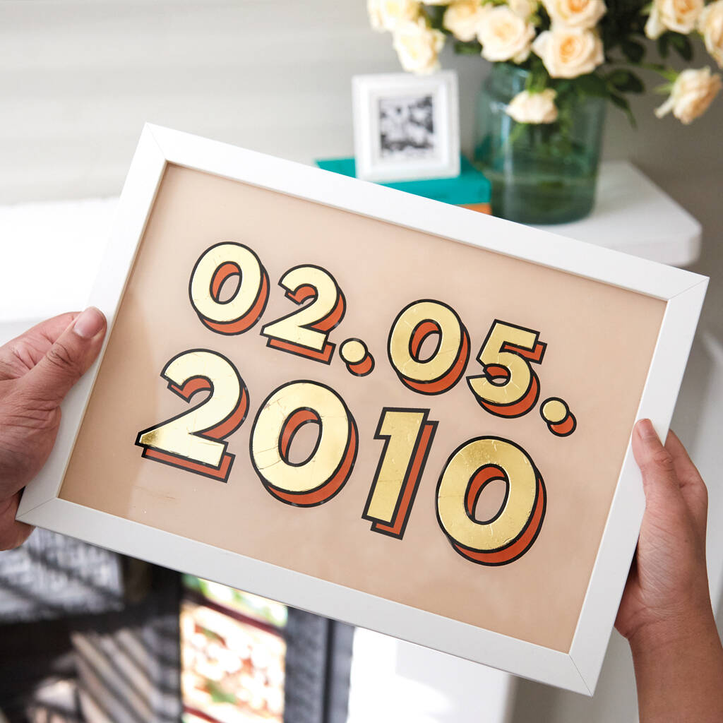 Date Personalised Letter Gold And Glass Sign, 1 of 5
