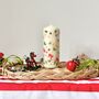 Hand Painted Christmas Ribbon Garland Pillar Candle, thumbnail 2 of 3