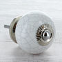White Round Crackle Cupboard Door Knob Drawer Handle, thumbnail 1 of 5