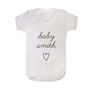 New Baby Personalised Surname Babygrow Vest, thumbnail 3 of 7