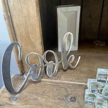 'Cook' Metal Word Sign Wall Art Decoration, 6 of 8