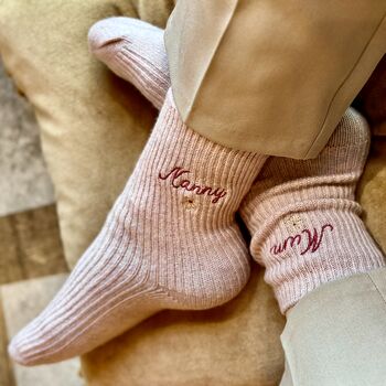 Personalised Cashmere Socks With Flower, 3 of 6