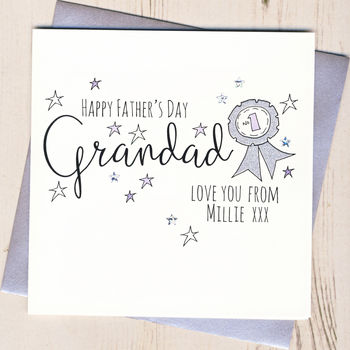 Personalised Glittery Rosette Father's Day Card, 3 of 4
