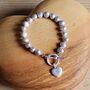 Grey Freshwater Pearl Heart Charm Bracelet, thumbnail 1 of 2