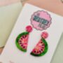 Watermelon Glittery Earrings /Sweet Best Friend Gift / Tropical Beach Accessory / Summer Vacation Jewellery, thumbnail 2 of 5