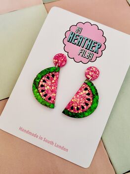 Watermelon Glittery Earrings /Sweet Best Friend Gift / Tropical Beach Accessory / Summer Vacation Jewellery, 2 of 5