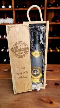 Personalised Wooden Wine Box With Handle – Engraved, 4 of 9
