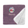 Personalised Cosy Christmas Blanket With Embroidered Festive Cottage Design, thumbnail 10 of 12