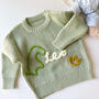 Personalised Name Dinosaur Roarsome Knit Jumper Hand Felted, thumbnail 5 of 8