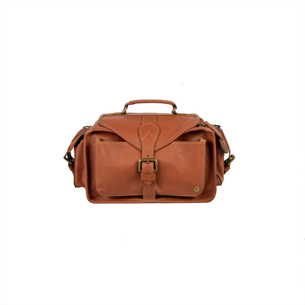 Personalised Vintage Brown Leather Camera Bag, 1 of 10