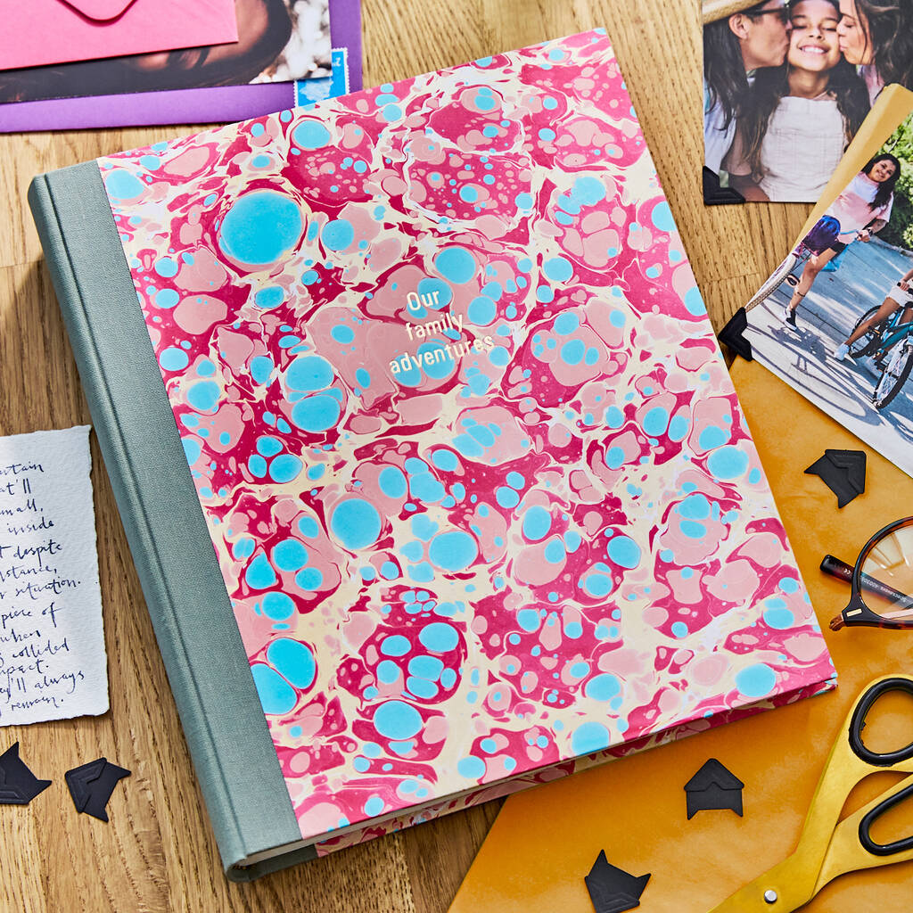 Personalised Marbled Photo Album: Pink And Aqua, 1 of 6