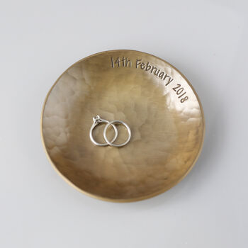 Personalised 8th Anniversary Gift Round Bronze Dish With Hand Stamped Personalisation, 2 of 7
