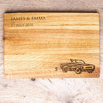 Just Married Personalised Oak Chopping, Serving Board, 3 of 6