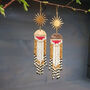 'Goldfinch' Hand Beaded Feather Inspired Earrings, thumbnail 1 of 4