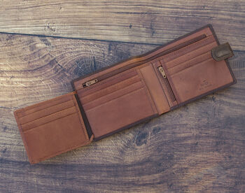 Personalised Dark Brown And Tan Leather Wallet Rfid, 5 of 9