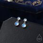 Sterling Silver Double Moonstone Dangle Earrings, thumbnail 1 of 12