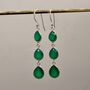 Green Onyx Sterling Silver Dangle Drop Earrings, thumbnail 1 of 7