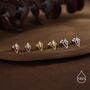Sterling Silver Art Deco Inspired Tiny Rhombus Cz Screw Back / Internally Threaded Flat Back / Stud Earrings, thumbnail 6 of 12
