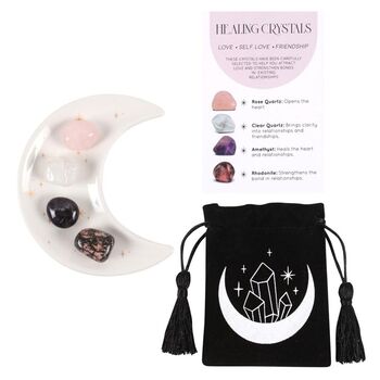 Love Healing Crystal Set With Moon Trinket Dish, 3 of 3