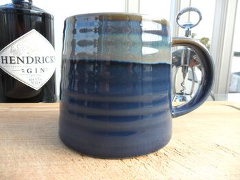 Individual Reactive Glaze Brûlée Mug In Denim Glaze, 8 of 12