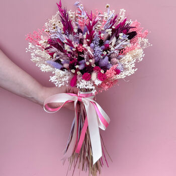 Colourful Pink And Purple Dried Flower Bouquet, 4 of 6