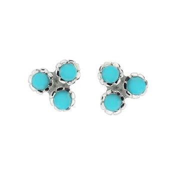 Threeni Turquoise Stud Earrings Silver Or Gold Plated, 3 of 11