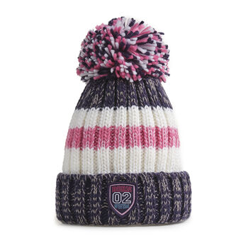 Navy Pink Reflective Super Bobble Hat, 2 of 7