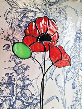 Red Poppy Glass Flower Bouquet, 6 of 6