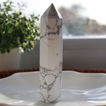 Howlite Crystal Tower With Optional Tumblestone, 2 of 7
