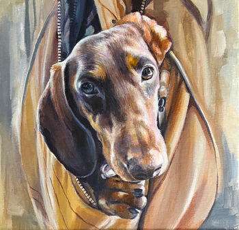 Custom Pet Portrait Painting On Linen Canvas Board, 2 of 12