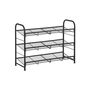Black Three Tiers Shoe Rack With Adjustable Shelves, thumbnail 4 of 6