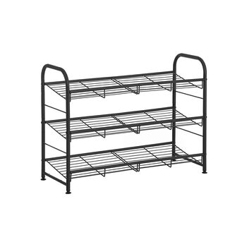 Black Three Tiers Shoe Rack With Adjustable Shelves, 4 of 6