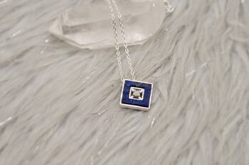 Lapis Lazuli And Opal 925 Silver Necklace Pendant, 6 of 12