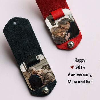 Couple's Anniversary Leather Flip Photo Keyring, 4 of 7