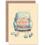 Just Married Tin Can Car Retro Style Wedding Card, thumbnail 1 of 4