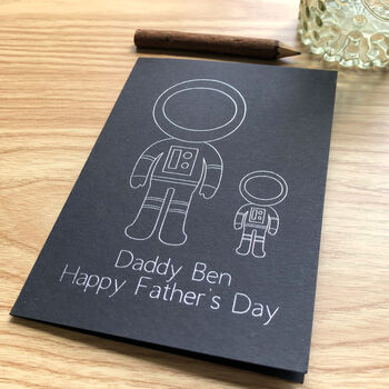 Personalised Spaceman Father And Child Card, 3 of 8