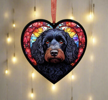 Cockapoo Stained Glass Effect Heart Suncatcher, 3 of 7