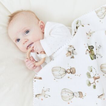 Safari Baby Blanket Made With Organic Muslin And Warm Sherpa, 3 of 12