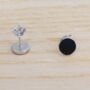 Sterling Silver Round Dot Black Enamel Stud Earrings, thumbnail 3 of 10