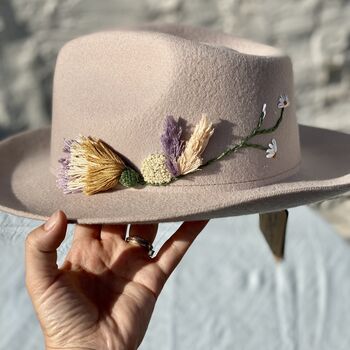 Hand Embroidered Floral Wool Fedora, 7 of 12