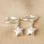 Antiqued Effect Star Charm Huggie Hoop Earrings, thumbnail 7 of 7