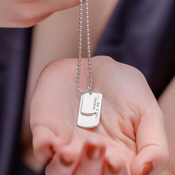 Double Dog Tag Necklace Silver, 3 of 3