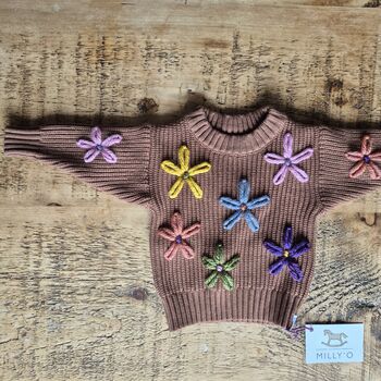 Hand Embroidered 'Flower' Baby And Toddler Jumper, 5 of 11