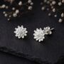 Sterling Silver November Birth Flower Chrysanthemum Stud Earrings, thumbnail 5 of 7