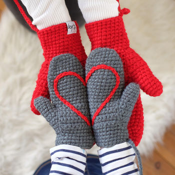 Hidden Heart Crochet Mittens, 7 of 10