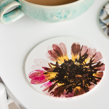 Set Of Four Pressed Flower Leather Coasters, 3 of 5